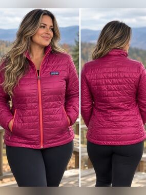 Patagonia Women's Nano Puffer Jacket - Magenta with Coral Trim